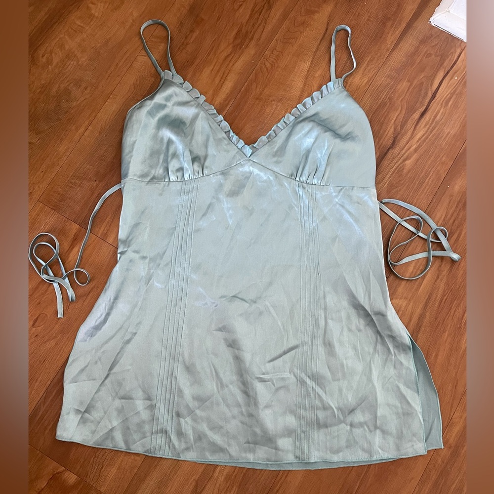 Y2K Vintage Bebe Blue Silk Camisole S DEADSTOCK